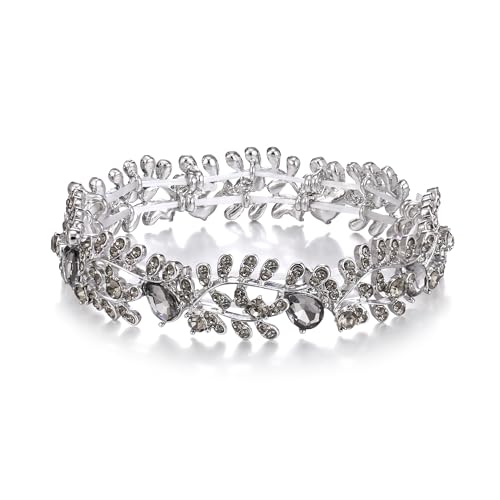Elastic Bracelet Leaf Shaped Design Metal Alloy Austrian Crystal Fashionable Charming Jewelry