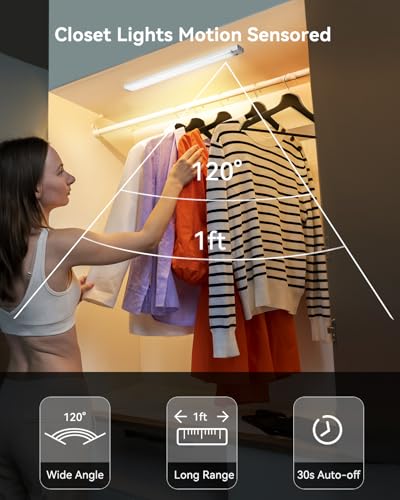 Image of 8Inch Under Cabinet Lighting Wireless 6Pack with 1 Charging Station | Rechargeable Motion Sensor Light Indoor, 3 Color Temps,29LEDs Dimmable Closet Light Stick on,Under Counter Lights for Kitchen