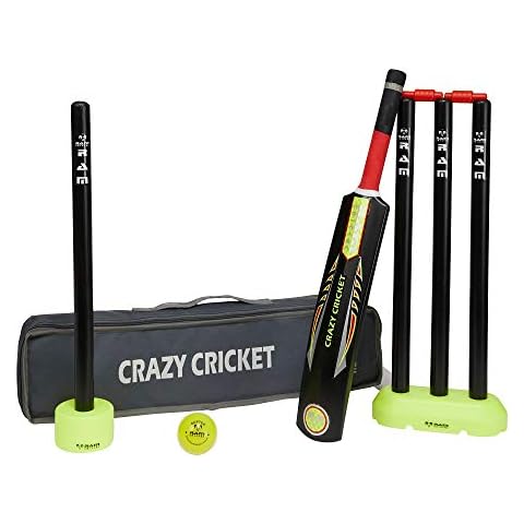 Ram Crazy Cricket Set - Mini Kids Set, 1 x Size 2 Bat, Kwik, Quick, Beach, Park - Suitable for approx ages 5-9 years Cover