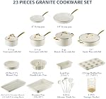 Ensemble de casseroles et pots antiadhésif - Cuisinières de granit + Ensemble de vaisselle Ensemble de cuisine avec four hollandais, poêle, casserole, casserole à sauce, ustensiles en silicone, feuille de cookies, ensemble de cuisson pour cadeaux