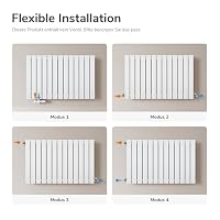 EMKE Design Heizkörper Flach, 630x616 mm Horizontal Flachheizkörper mit Seitenanschluss, Doppellagig Paneelheizkörper Wandheizkörper für Bad, Schlafzimmer & Wohnzimmer, Weiß 805W – Ansicht 5