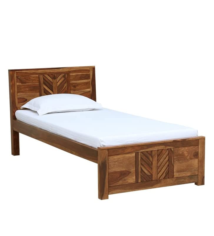 Image of Wudniture Solid Sheesham Wood Single Bed I Sheesham Wood Single Size Bed-Brown Finish