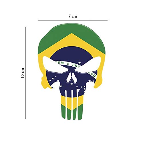 Adesivo Resinado Caveira O Justiceiro Bandeira Brasil Carro