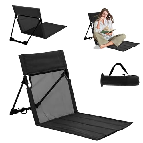Esterilla de playa con respaldo, silla plegable de playa, silla de playa plegable, silla de playa ligera, portátil, silla de playa plegable, silla de camping para picnic, jardín, senderismo (negro)