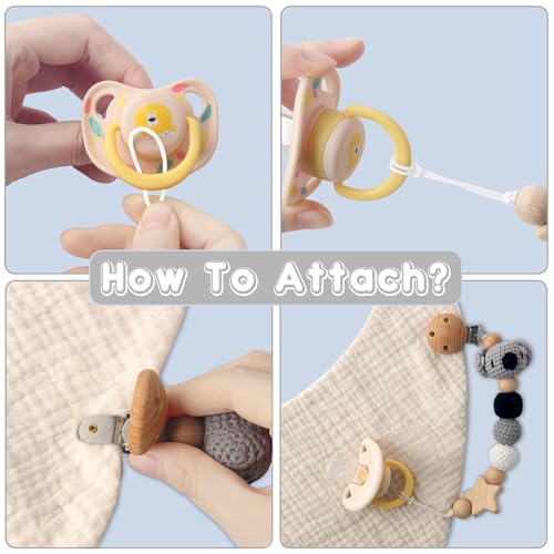 Image of Pacifier Clip, 1 Pack Pacifier Holder Clip for Boys and Girls, Cute Koala Handmade Knitted Pacifier Holder Fits for Most Pacifier, Baby Teethers, Baby Shower and Baby Gift(Koala)