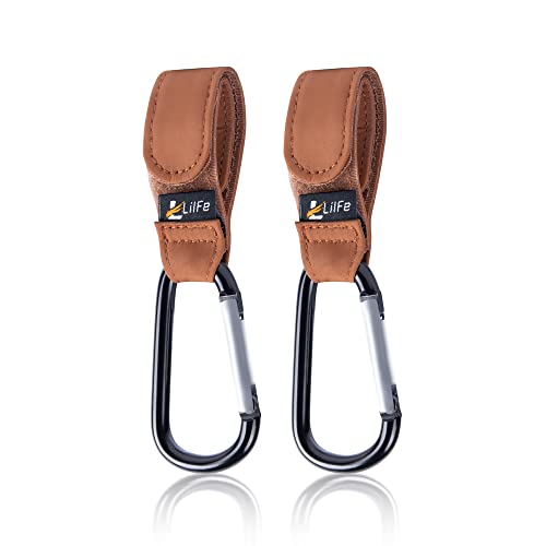 Image of 2 Pcs Brown Baby Stroller Hooks for Hanging | Multipurpose Stroller Straps with Durable and Stylish Stroller Clips for Diaper Bags | The Perfect Mummy Hook for Pram, Wheelchair, Shopping and Pet Carts