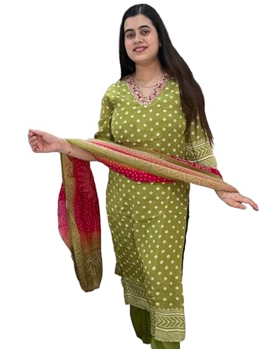 Image of GoSriKi Women's Rayon Viscose Printed Straight Kurta with Pant & Dupatta