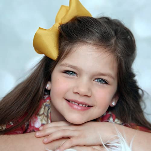 Aileam Hair Bows For Girls 6Pcs Girls Toddler Bows Clips Gold Brown Grosgrain Ribbon Alligator Clips Kids Hair Accessories (6Inch ×2, 4Inch ×2, 3Inch ×2) #TOP5
