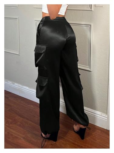 Women Casual Spring Satin Work Pants Women Trousers with Pockets Work Pants3