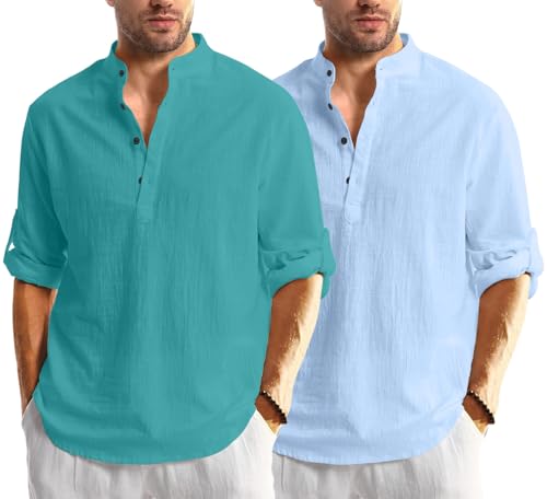 Image of Combo of Men Solid Cotton Blend Straight Kurta Shirt Pack of 2