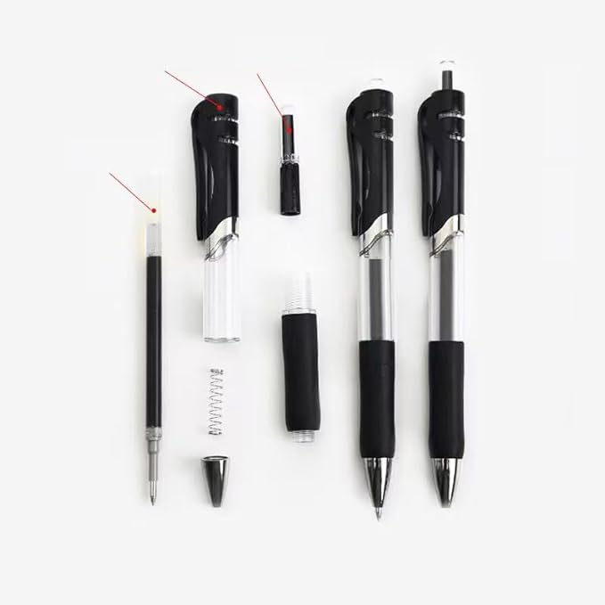 30 Bolígrafos de Gel Negro 0.5 mm Punto Fino Retráctiles miniatura 4