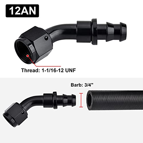Image of EVIL ENERGY 12AN 45 Degree Push Lock Hose Fitting End Black