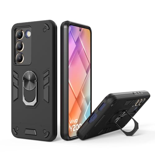 Image of NDCOM for Vivo Y200e 5G Back Cover | Vivo T3 5G Back Cover | Stylish and Protective Shockproof Ring Holder Case
