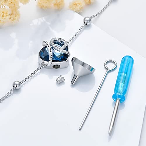 AOBOCO Heart Urn Bracelet for Ashes 925 Sterling Silver Cremation Holds Loved One's Ashes for Women Memorial Keepsake Beangle Embellished with Crystals from Austria3