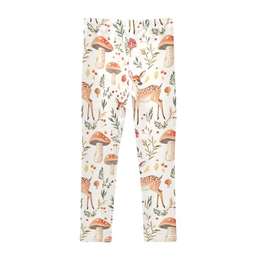 Watercolor Fawn Girls Leggings,Workout Leggings for Girls Toddler Athletic Legging Size for 3-10T2