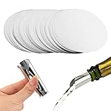 50pcs Round Wine Pourer, Wine Stopping Pour Disks, Aluminum Foil Reusable Thin Drip Stop Pour Spout Card for Wine Beverage Beer Liquid Dispenser(Silver)