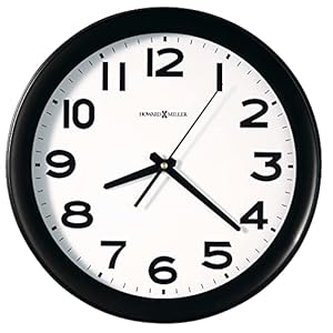 Howard Miller Kenwick Wall Clock, Black Case Classic Round Design with White Dial Optical Crystal Glass, Quartz Movement Arabic Numerals Perfect for Home Decor, Office & Living Room