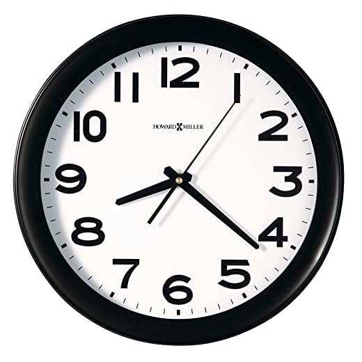 Howard Miller Kenwick Wall Clock, Black Case Classic Round Design with White Dial Optical Crystal Glass, Quartz Movement Arabic Numerals Perfect for Home Decor, Office & Living Room