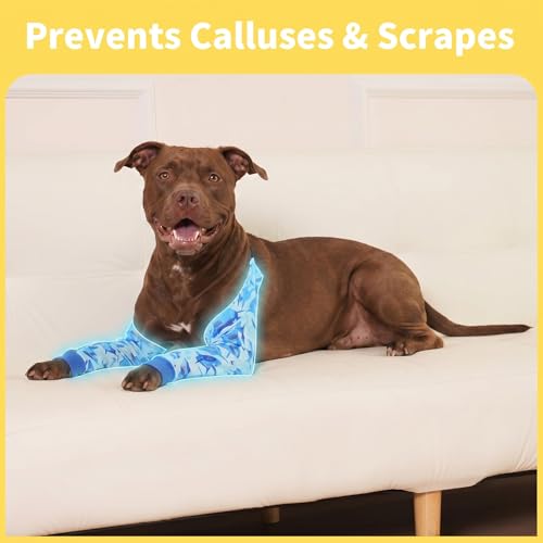 Image of LovinPet Dog Elbow Protector Anti-Licking Elbow Sleeve, Adjustable, Comfortable & Durable Front Leg Guard for Medium to Large Dogs, Prevents Licking and Chewing,Dog Sleeve,Blue Blue