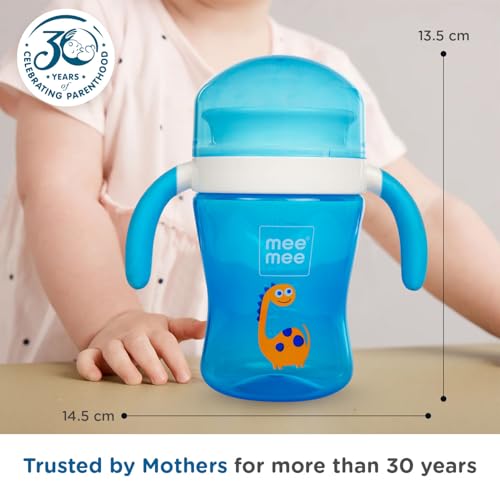 Image of Mee Mee 360 Spout Trainer Sipper 240 ml | Dual Handle, Anti-Leak & Spillproof Sippy Cup | BPA-Free | Dust Cover | Lightweight & Easy Grip Handles (Blue)