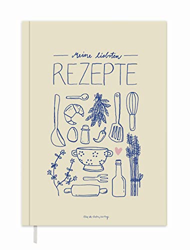Eine der Guten Rezeptbuch A5 - Meine liebsten Rezepte - zum Selberschreiben, blanko DIY Kochbuch & Backbuch, FSC Papier, Softcover, Gelb Blau Rosa