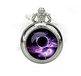 1 pulgada redonda de 20 mm. Collar con colgante de luna, reloj de bolsillo, reloj de luna, joyería de luna llena