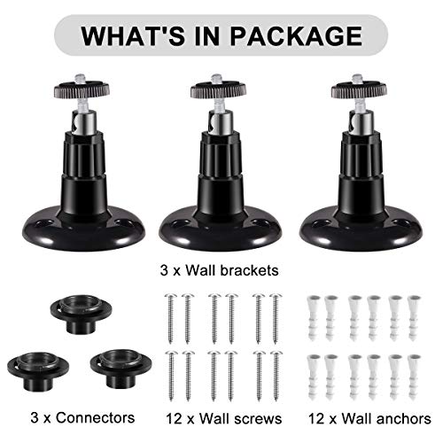 Sonomo Blink Outdoor Camera Mount 3Pcs, 360 Degree Adjustable Wall Mount Bracket For Blink Outdoor Camera And Blink Indoor Security Camera System Accessories (Black) #TOP6