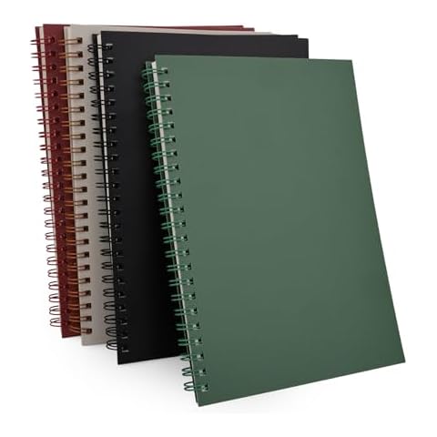 UIRIO 4 Pack Spiral Notebook - A5 Size 7mm College Ruled Lined Paper - Planner, Bullet Journaling, Note Taking, Composition, Writing, Journal, Diary for Study, Work, School (4, Assorted) Cover