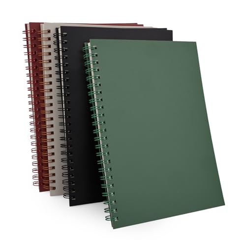 UIRIO 4-Pack Spiral Notebook - 160-Pages A5 Size 7mm College Ruled Lined Paper - 5.5x8 IN Coiled Notebook for School & Work, Writing, Journal - Durable Cover, Lined Journal Cahier (Assorted)