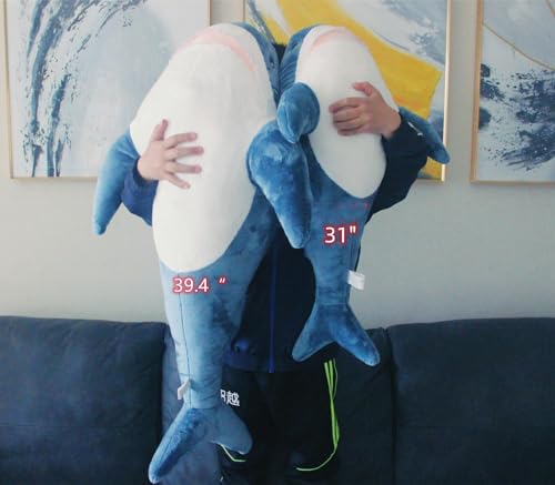 Image of Ryttir 31 Inch XXL Giant Shark Stuffed Animals,Chubbier Shark Pillow Soft Shark Plush Shark Body Pillow Stuffed Shark Decor, Perfect Chrismas Stress Relief Gift for Kids Women