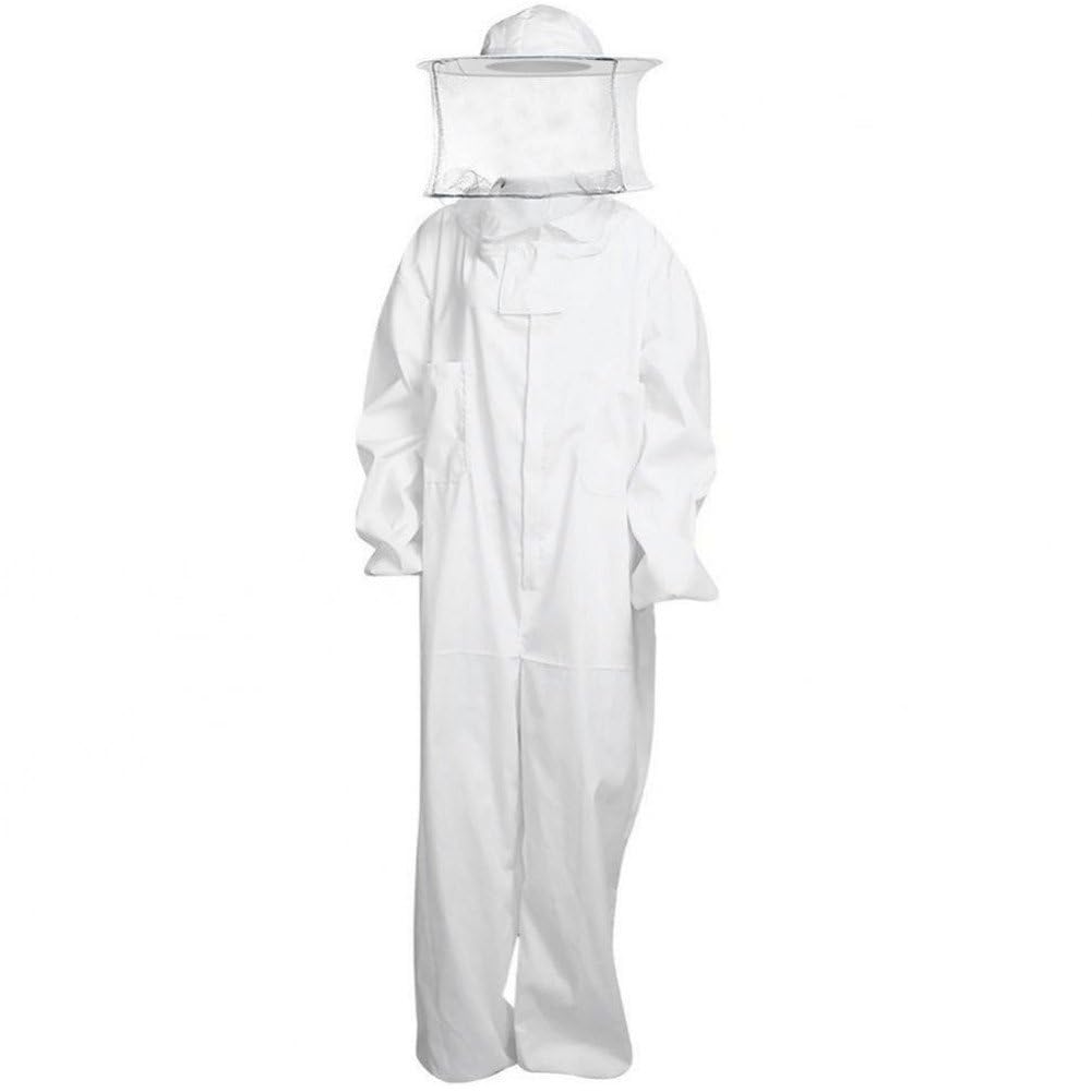 Caeanhi Full Body Beekeeper Coverall with Veil Hood Sting & Bite Resistant Protective Clothing Breathable Anti-bee Farming Suit for Beekeepers