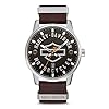 Harley-Davidson Men’s Alloy Steel Quartz Watch with Leather Strap, Brown, 11 (Model: 76B178)