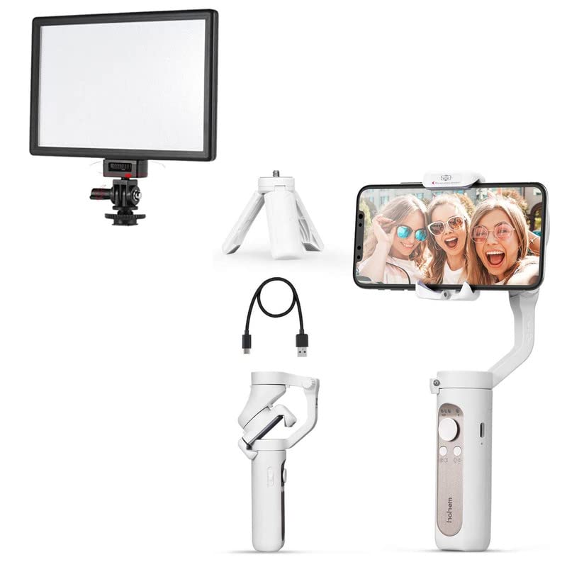 Mabron Smartphone Gimbal Stabilizer, 3-Axis Phone Gimbal, Built-in Extension Rod WithL116T 3300K-5600K CRI 95+ LED Video Light Brightness and Color Temperature Adjustable DSLR Mabron Smartphone Gimbal Stabilizer, 3-Axis Phone Gimbal, Built-in Extension Rod WithL116T 3300K-5600K CRI 95+ LED Video Light Brightness and Color Temperature Adjustable DSLR