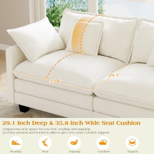 Image of Hanherry Modular Sectional Sofa,Cloud Couch for Living Room,Modern Deep Seat Sofa Chenille Fabric Comfy Couches with Throw Pillows & Movable Ottoman for Apartment