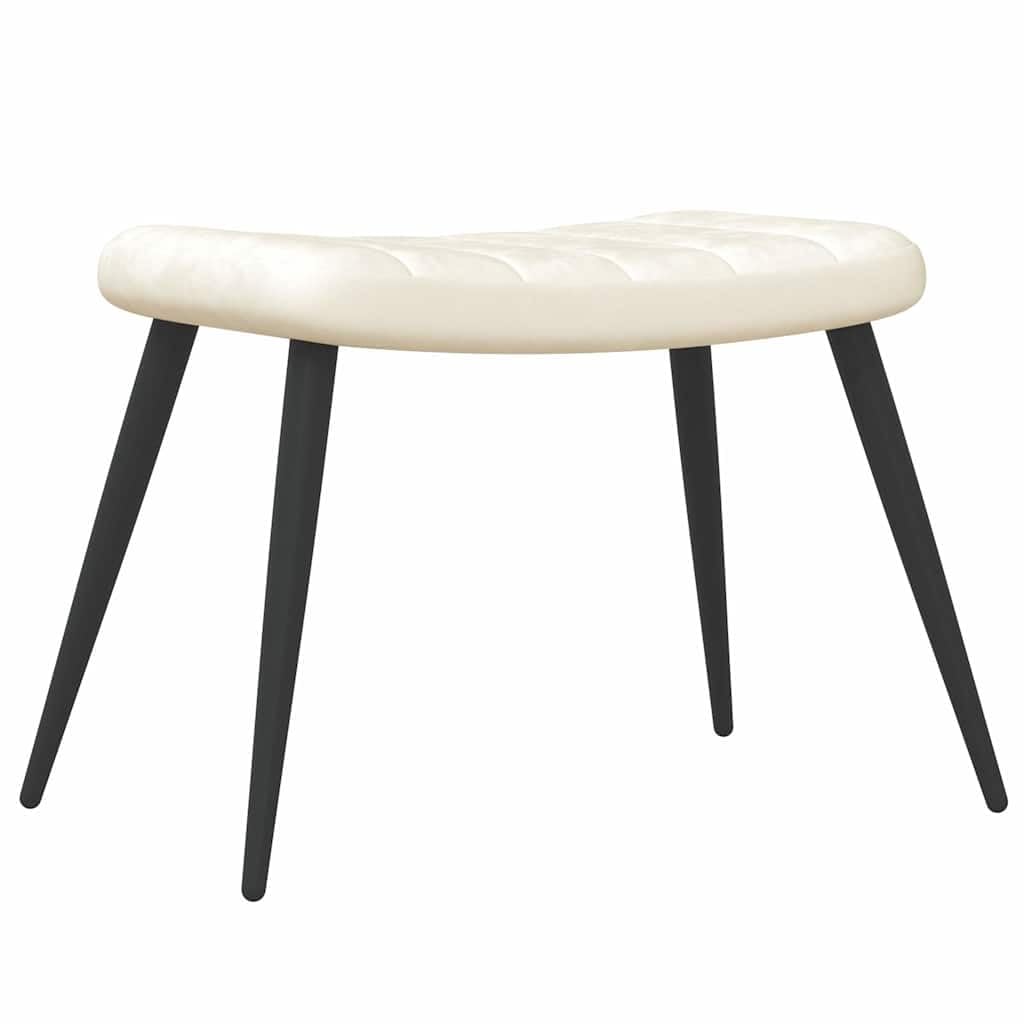 Poltrona relax con sgabello, in velluto, colore bianco crema, con struttura in acciaio, moderna poltrona relax con poggiapiedi, poltrona singola imbottita per soggiorno e camera da letto
