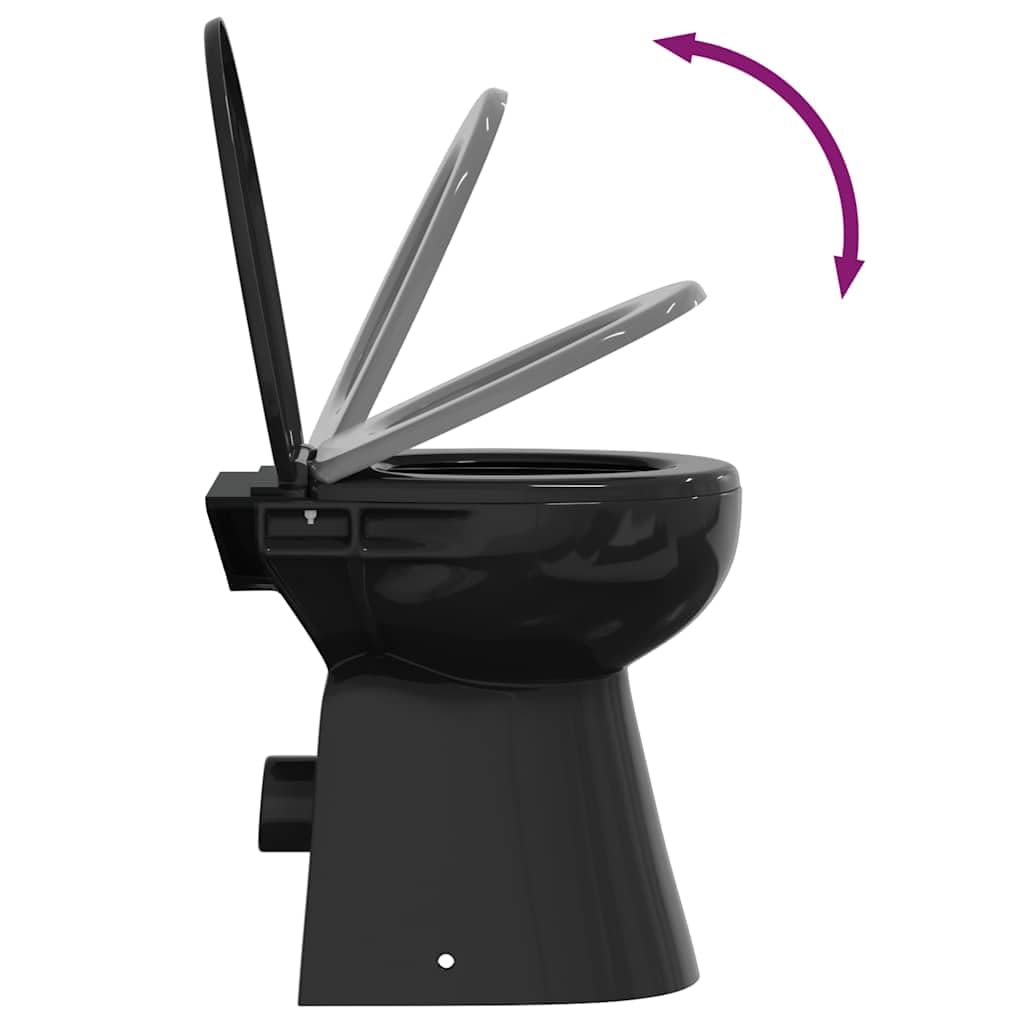 Schwarzes Stand-WC Randlos mit Soft-Close Sitz, Erhöhtes WC +7 cm für Seniorengerechte Ergonomie, Keramik Toilette Modernes Design