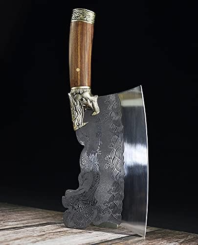 Meat Cleaver, Handmade Fixed Blade Chinese Chef Knives Meat Cleaver Slaughter Vegetable Cutter Kitchen Cooking Tools Bone Chopper
