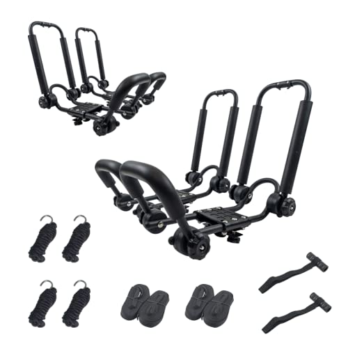 Gpt Rack Double Folding Kayak Roof Rack J-Bar Car Roof Rack, Used For Transporting Canoes, Kayaks, Paddles, Surfboards, Skis, Installed On The Car Suv Crossbars (2 Pairs) #TOP8