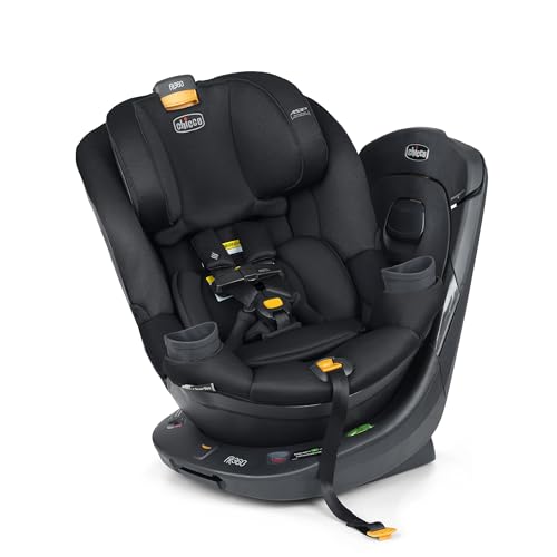 Image of Chicco Fit360 ClearTex Rotating Convertible Car Seat with 360 Degree Rotation for Rear-Facing and Forward-Facing, LeverLock Self-Tensioning Lock System, Obsidian/Black