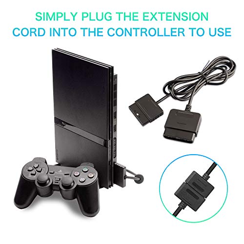 2Pack 6Ft Controller Extension Cable For Ps2, 1.8M Controller Extension For Sony Playstation 2 Ps2 Game Console #TOP3
