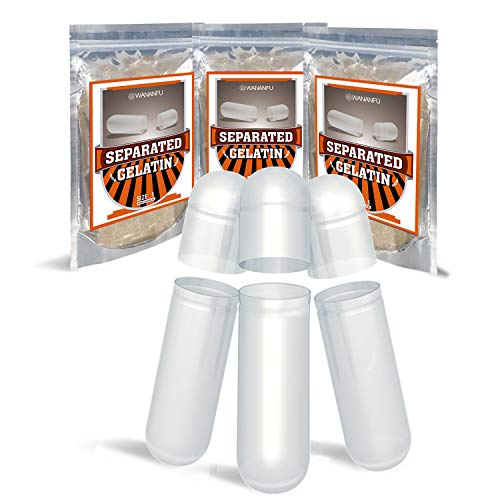 WANANFU Cápsulas Vacías Gelatina Separadas Tamaño 1 (1000 unidades), Compatible con la máquina llenadora de cápsulas tamaño 1 Cover