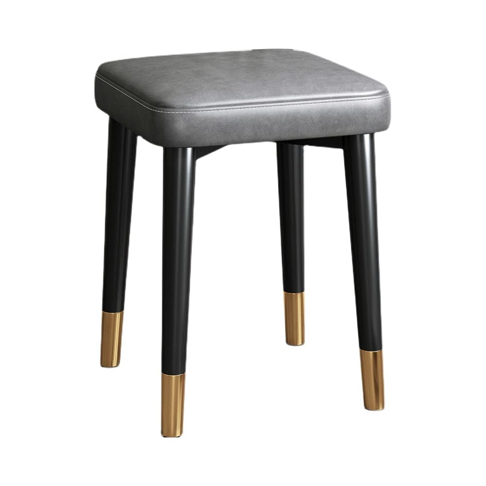 Balama Tabouret en métal noir, gris et doré, empilable, rembourré, 45 x 31 x 31 cm, avec patins réglables et cuir synthétique robuste