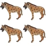 4pcs Hyena Figurine Set - Realistic Plastic Wildlife Animal Models for Kids - Perfect for Playtime, Education, and Room Decoration