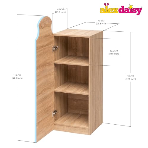 Image of Alex Daisy Holland Storage Cabinet Wardrobe Bookshelf for Kids Boys & Girls | Chemical-Free Soft-Close Scratch-Resistant Engineered Wood | Adjustable Shelves | Year Warranty (Blue)