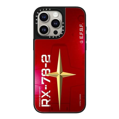 CASETiFY MagSafe �Ή��~���[ iPhone 15 Pro Max �P�[�X [���ː� / 1.5m����̗����������N���A / Gundam Co-Lab] - �V���o�[ (�u���b�N�o���p�[) - Gundam Shield