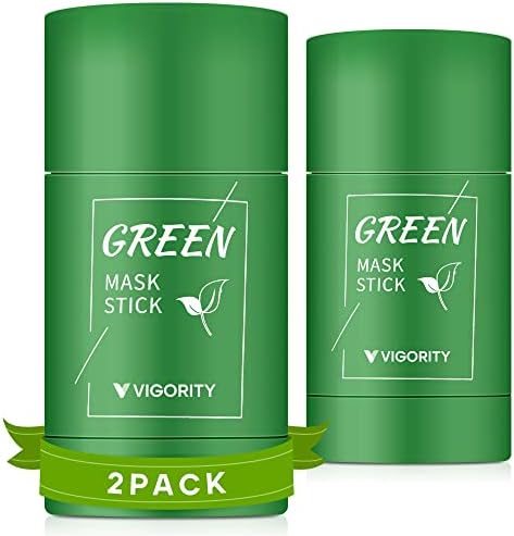 VIGORITY 2 Pcs Green Tea Mask Stick for Face, Blackhead Remover with Green Tea Extract, Green Mask Stick for Face Moisturizing, Dry Skin Face Moisturizer, Deep Pore Cleansing