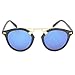 LEMON GRASS Women's Vintage Retro Round Mirrored Black Frame/Blue Lens Horned Rim Sunglasses LM-BFBLUE