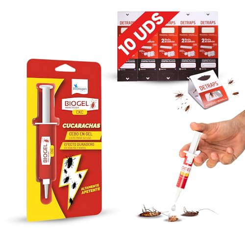 DETRAPS Solución Total contra Cucarachas – Gel Mata Cucarachas + Trampas Sin Veneno – Atrapa y Elimina Desde el Nido – Seguro, Sin Biocidas ni Olores (10 Trampas + 1 Gel)