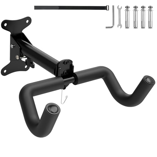Housolution 自転車 壁掛けフック バイクハンガー 自転車スタンド 吊り下げフック ディスプレイスタンド 屋内収納 耐荷重22kg 長さ伸縮可能 角度調整 折り畳め収納 省スペース Blackの商品画像（Amazon）