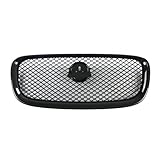 Rovce Front Bumper Grille Upper Grill Compatible For Jaguar XF 2013-2015 Central Radiating Panel Grill C2Z13175 C2Z13199 C2Z20498 (Color : Black)